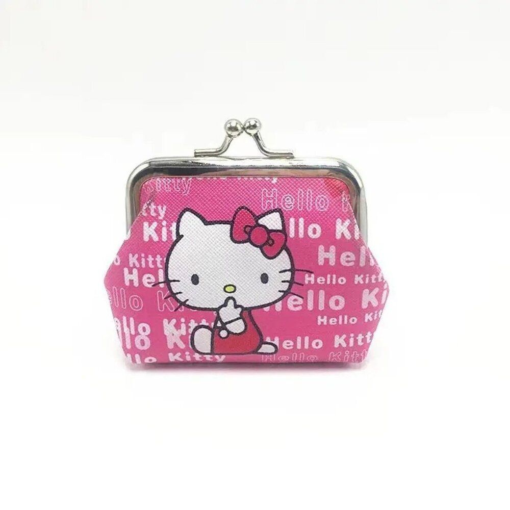 Hello Kitty Festive Women's Cute Pink & White Coin Wallet  3.4" x 3.7"